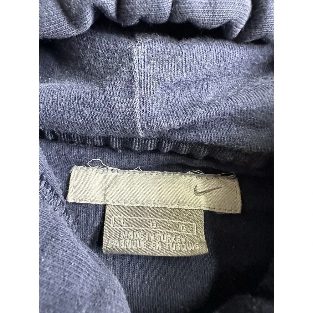 Mens 90s Nike Mini Swoosh Pullover Hoodie Navy, Size L - Picture 3 of 5